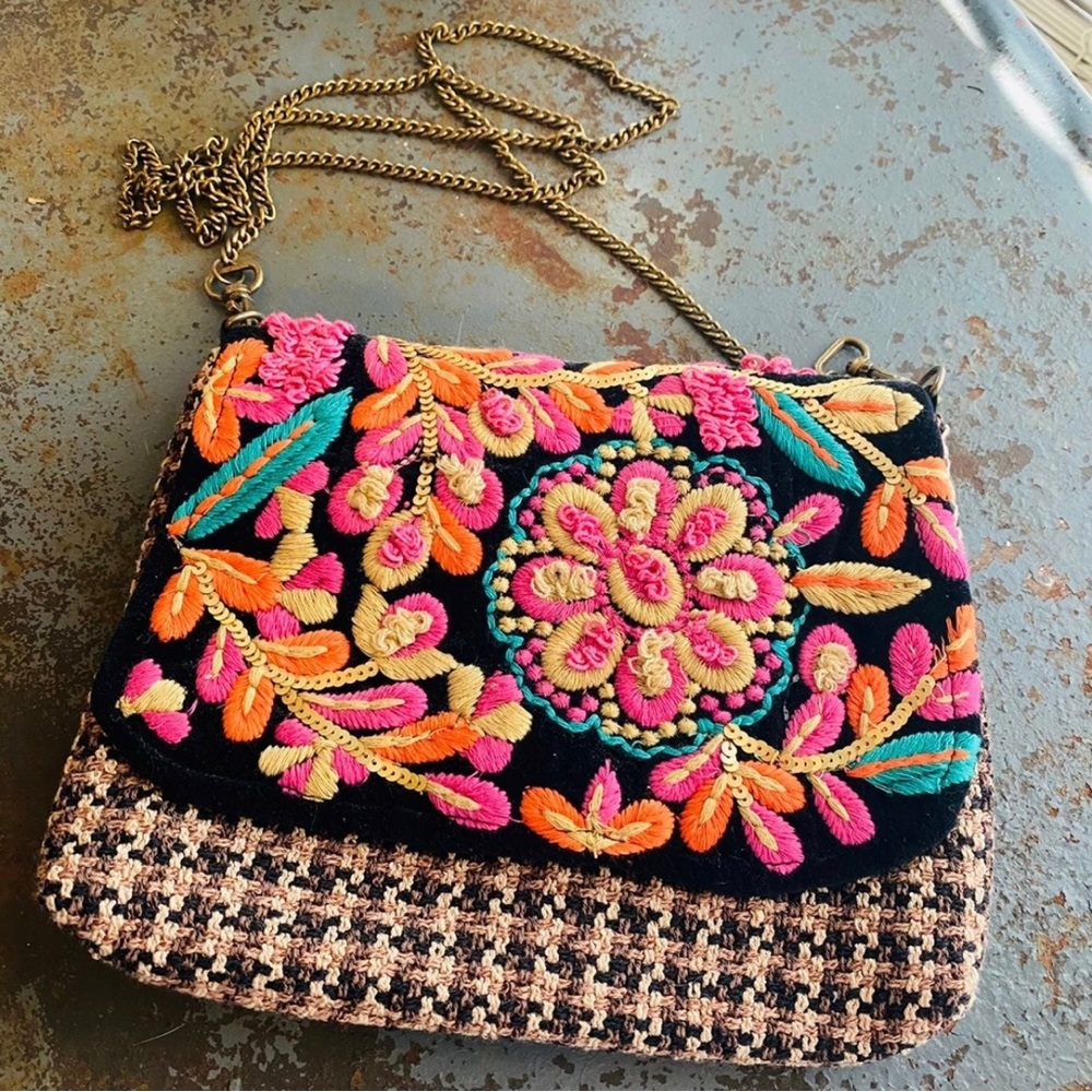 Panache Embroidered Tweed Bag